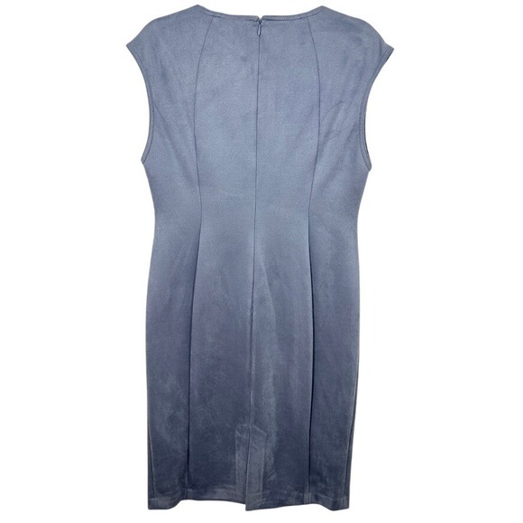 Calvin Klein Sleeveless Sheath Dress Blue Faux Suede Draped Front Size 12 Career - Picture 8 of 8
